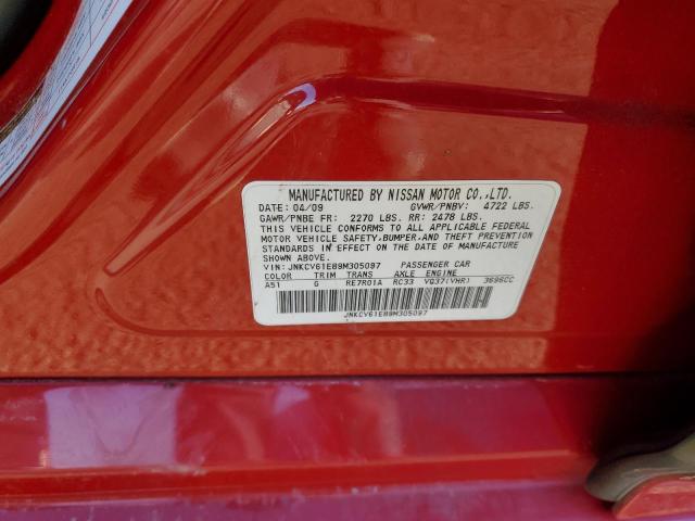 JNKCV61E89M305097 - 2009 INFINITI G37 BASE RED photo 12