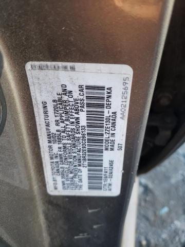 2T1BR32E93C096133 - 2003 TOYOTA COROLLA CE GRAY photo 12