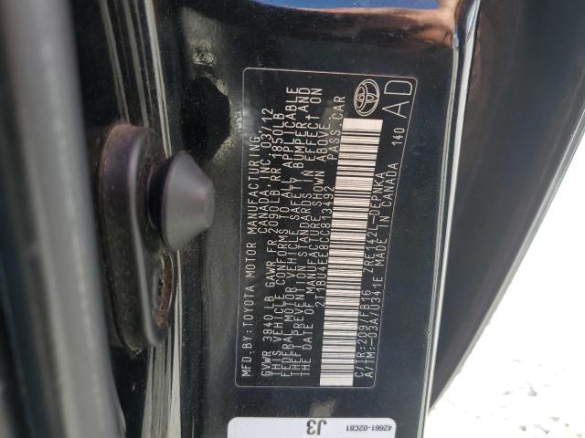 2T1BU4EE8CC813492 - 2012 TOYOTA COROLLA BASE გრაფიტი ფოტო 12