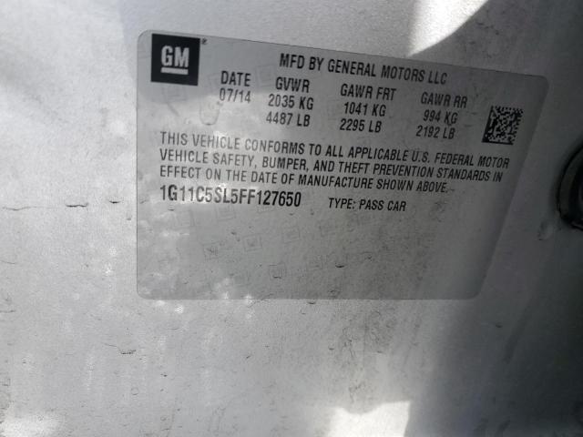 1G11C5SL5FF127650 - 2015 CHEVROLET MALIBU 1LT ვერცხლისფერი ფოტო 13