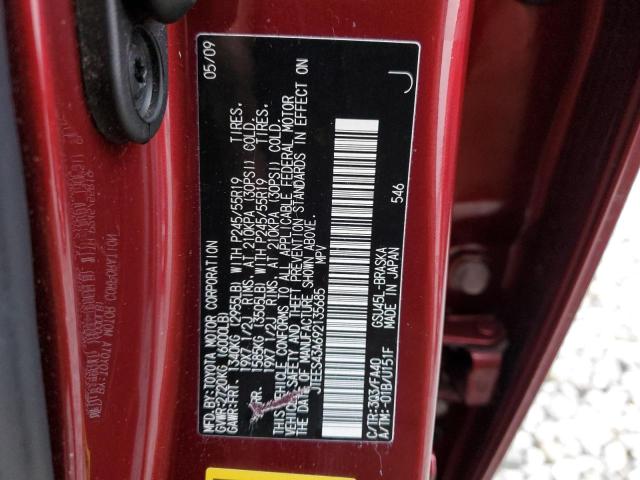 JTEES43A692135685 - 2009 TOYOTA HIGHLANDER SPORT RED photo 12