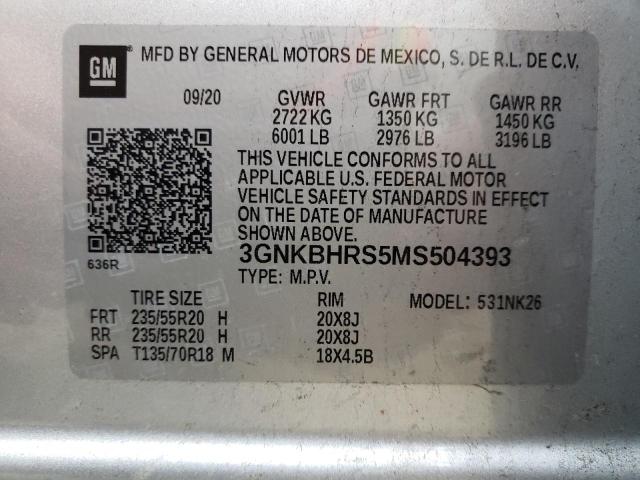 3GNKBHRS5MS504393 - 2021 CHEVROLET BLAZER 2LT SILVER photo 13