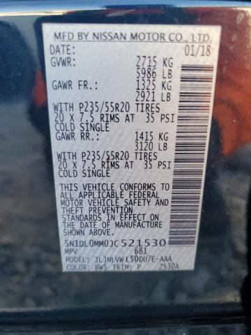 5N1DL0MM0JC521530 - 2018 INFINITI QX60 Синий фото 13