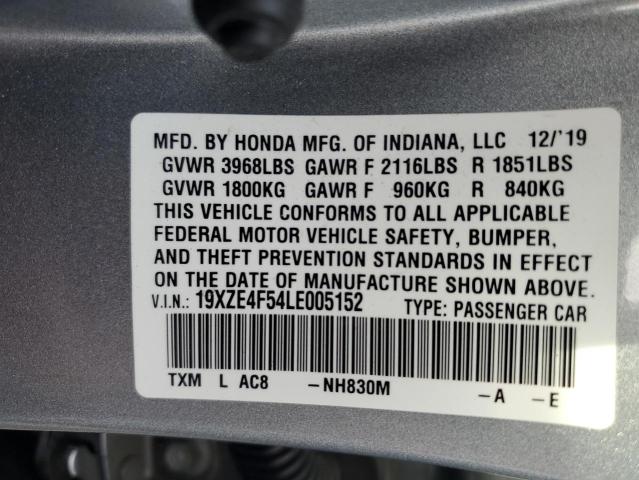 19XZE4F54LE005152 - 2020 HONDA INSIGHT EX SILVER photo 12