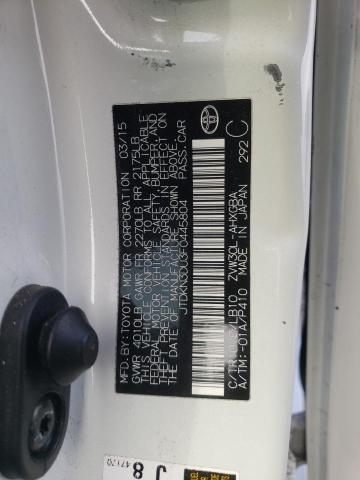 JTDKN3DU3F0445804 - 2015 TOYOTA PRIUS WHITE photo 12