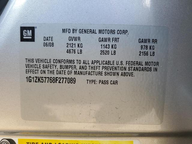 1G1ZK57768F277089 - 2008 CHEVROLET MALIBU LTZ ნაცრისფერი ფოტო 12