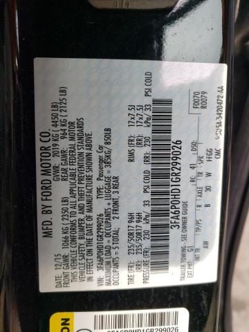 3FA6P0HD1GR299026 - 2016 FORD FUSION SE BLACK photo 13