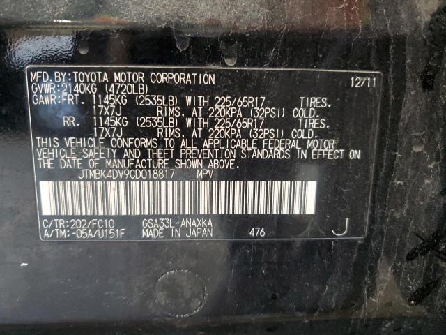 JTMBK4DV9CD018817 - 2012 TOYOTA RAV4 Schwarz Foto 13