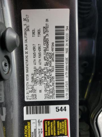 3TMBZ5DNXJM012785 - 2018 TOYOTA TACOMA DOUBLE CAB GRAY photo 12