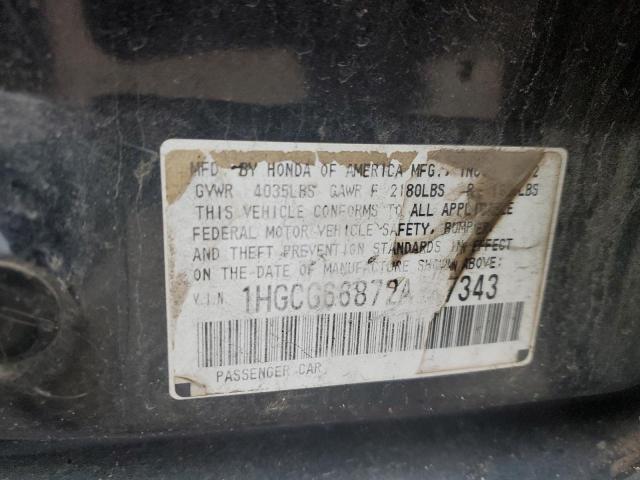 1HGCG66872A147343 - 2002 HONDA ACCORD EX BLACK photo 12