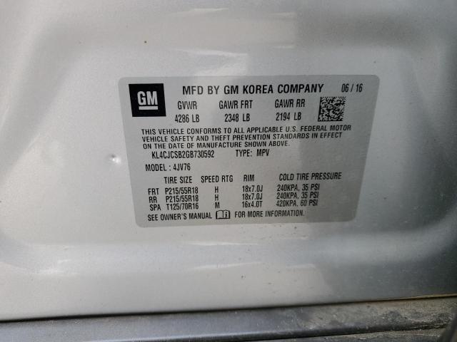 KL4CJCSB2GB730592 - 2016 BUICK ENCORE SILVER photo 14