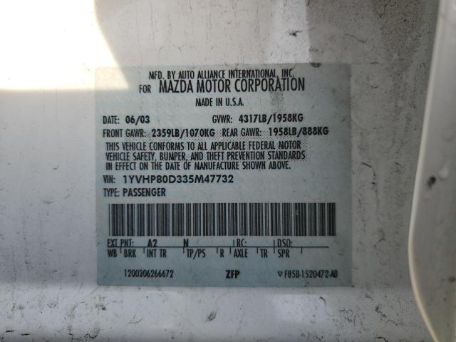 1YVHP80D335M47732 - 2003 MAZDA 6 S Ağ foto 13