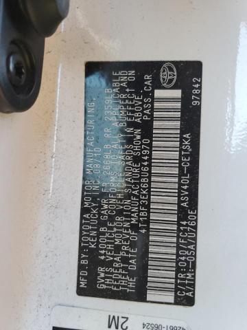 4T1BF3EK6BU644970 - 2011 TOYOTA CAMRY BASE WHITE photo 12