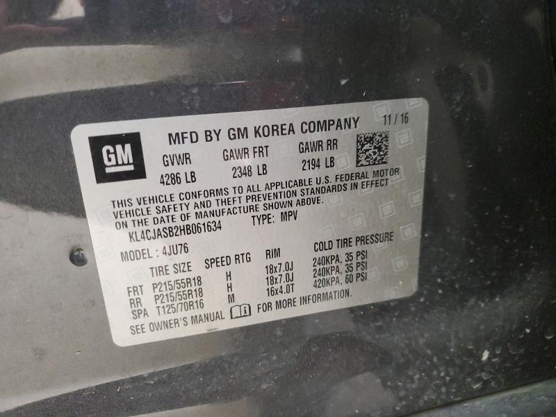 KL4CJASB2HB061634 - 2017 BUICK ENCORE PREFERRED CHARCOAL photo 13