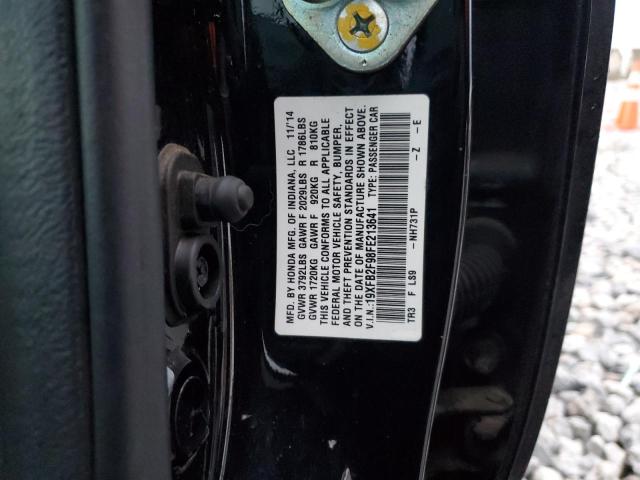 19XFB2F98FE213641 - 2015 HONDA CIVIC EXL შავი ფოტო 12