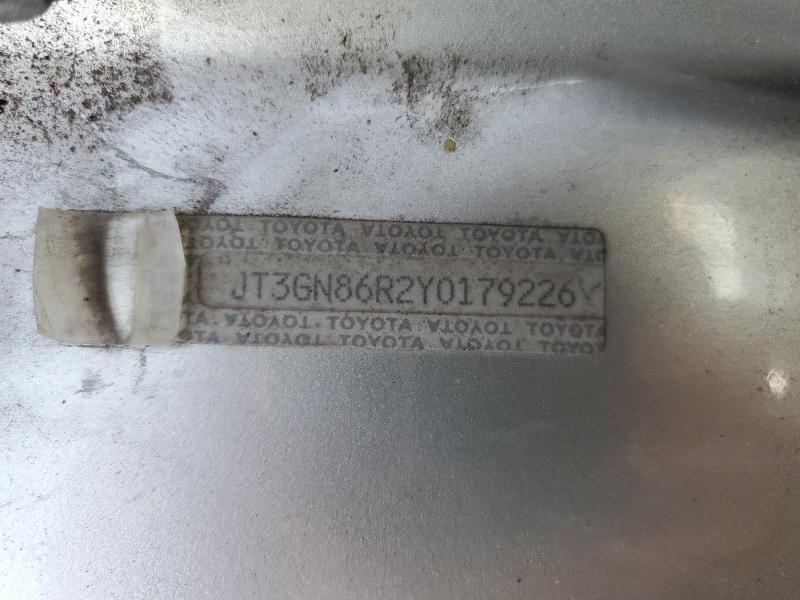 JT3GN86R2Y0179226 - 2000 TOYOTA 4RUNNER SR5 ვერცხლისფერი ფოტო 12