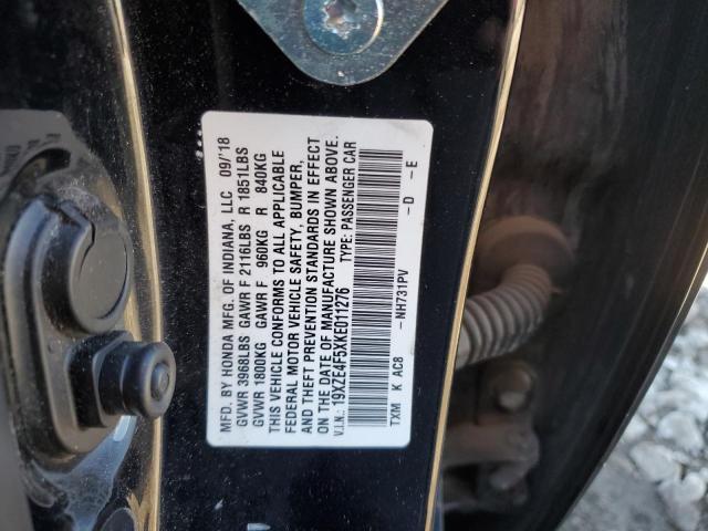 19XZE4F5XKE011276 - 2019 HONDA INSIGHT EX Negro foto 12