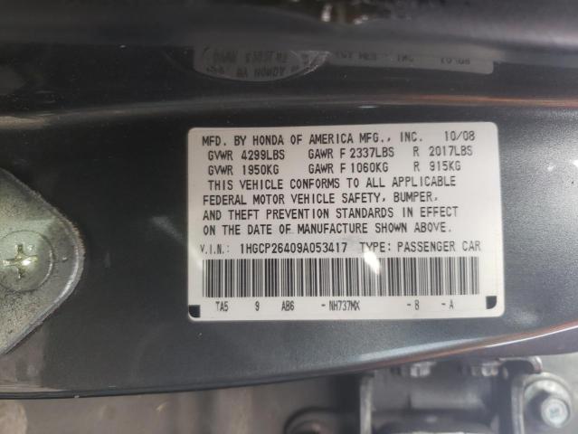 1HGCP26409A053417 - 2009 HONDA ACCORD LXP GRAY photo 12