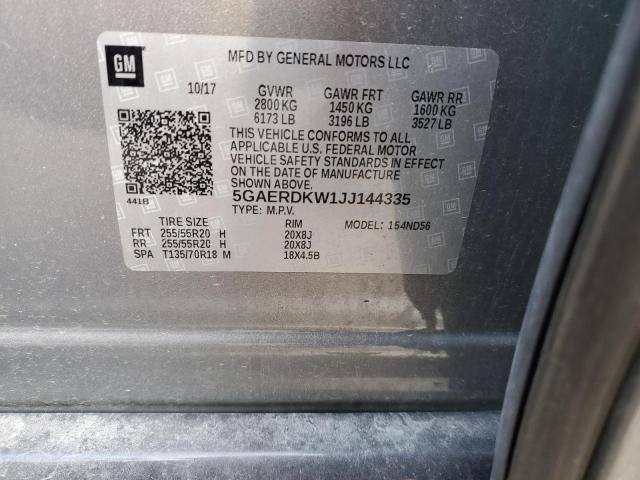 5GAERDKW1JJ144335 - 2018 BUICK ENCLAVE AVENIR ვერცხლისფერი ფოტო 13