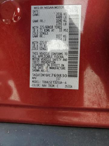 5N1AT2MT6FC769830 - 2015 NISSAN ROGUE S RED photo 13