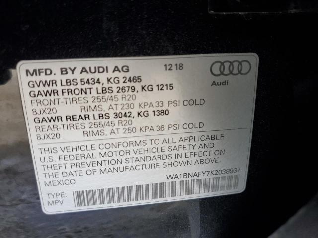 WA1BNAFY7K2038937 - 2019 AUDI Q5 PREMIUM PLUS შავი ფოტო 14