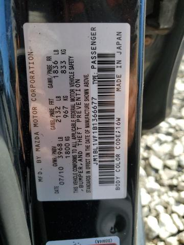 JM1BL1VF1B1366677 - 2011 MAZDA 3 I BLACK photo 13