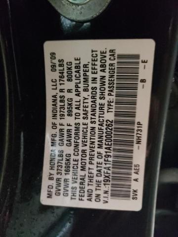 19XFA1F91AE000262 - 2010 HONDA CIVIC EXL შავი ფოტო 13