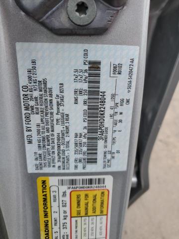 3FA6P0HD0KR248044 - 2019 FORD FUSION SE SILVER photo 12