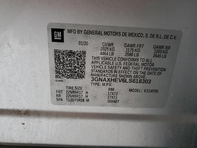 3GNAXHEV6LS618303 - 2020 CHEVROLET EQUINOX LS 银色 照片 14