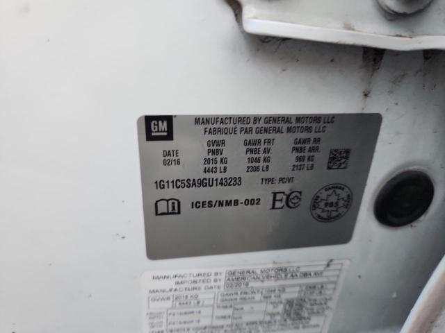 1G11C5SA9GU143233 - 2016 CHEVROLET MALIBU LIM LT WHITE photo 12