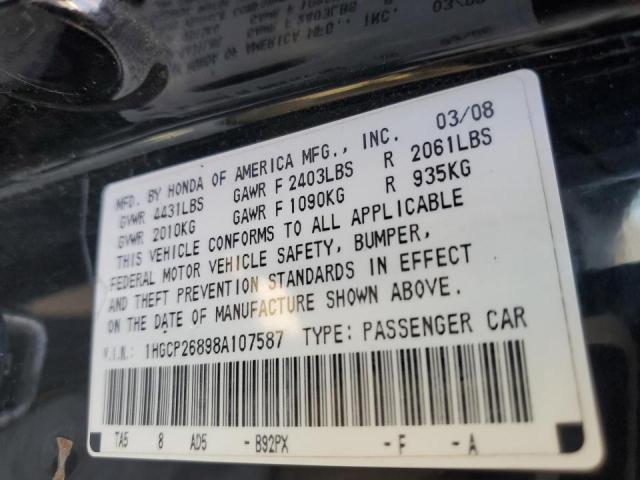 1HGCP26898A107587 - 2008 HONDA ACCORD EXL BLACK photo 12