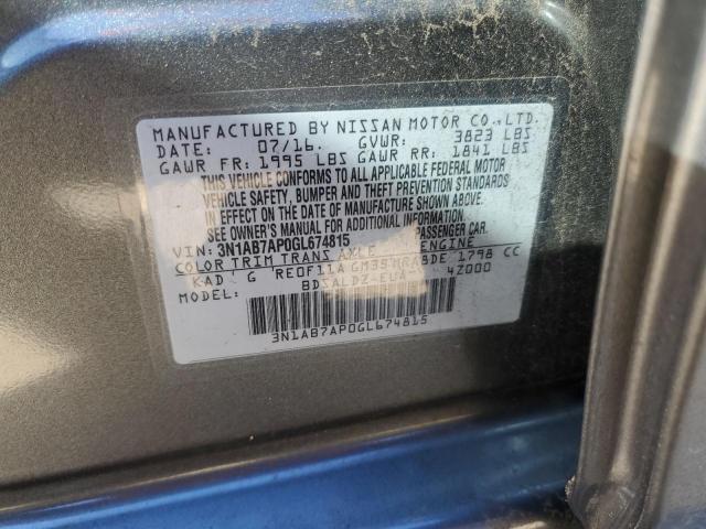 3N1AB7AP0GL674815 - 2016 NISSAN SENTRA S GRAY photo 13