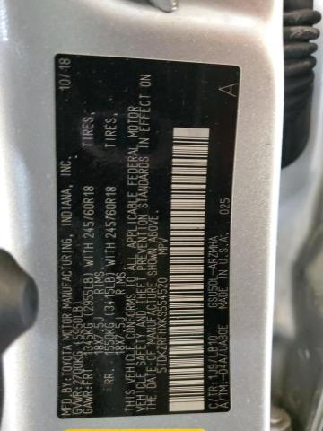 5TDKZRFHXKS554520 - 2019 TOYOTA HIGHLANDER SE SILVER photo 12