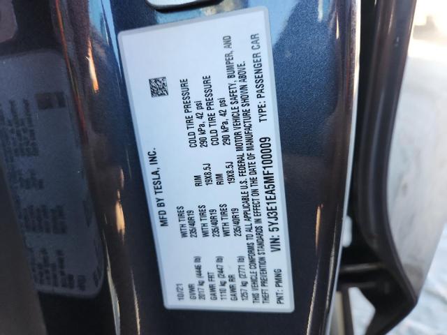 5YJ3E1EA5MF100009 - 2021 TESLA MODEL 3 灰色 照片 12