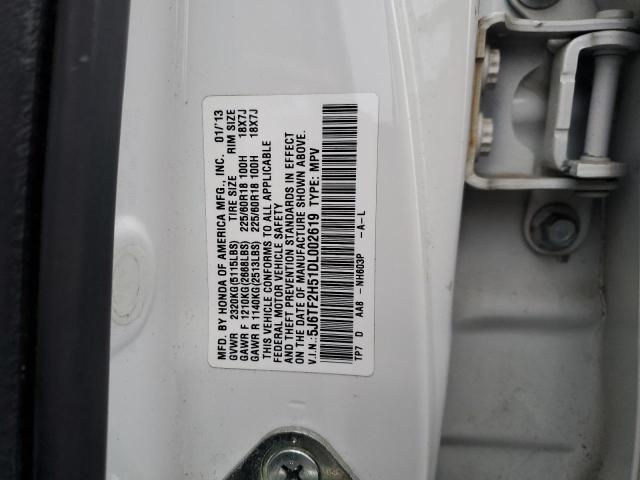 5J6TF2H51DL002619 - 2013 HONDA CROSSTOUR EXL თეთრი ფოტო 12