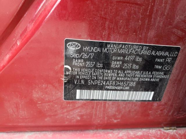 5NPE24AF8JH657188 - 2018 HYUNDAI SONATA SE RED photo 12