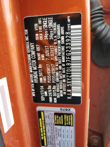 5XYZTDLB7FG233928 - 2015 HYUNDAI SANTA FE S ORANGE photo 13