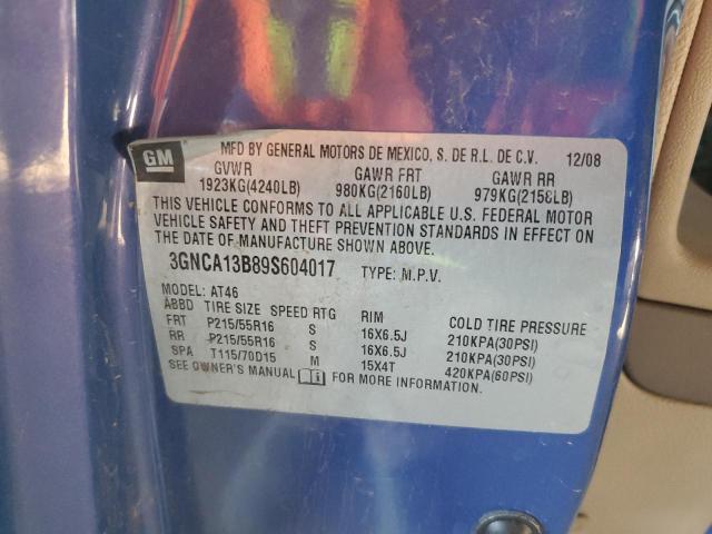 3GNCA13B89S604017 - 2009 CHEVROLET HHR LS BLUE photo 12