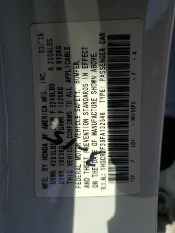 1HGCR2F35FA132546 - 2015 HONDA ACCORD LX 白色 照片 12