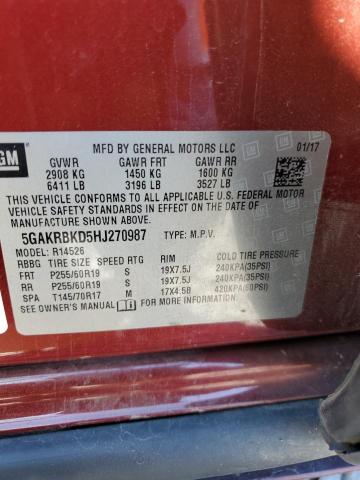 5GAKRBKD5HJ270987 - 2017 BUICK ENCLAVE RED photo 13