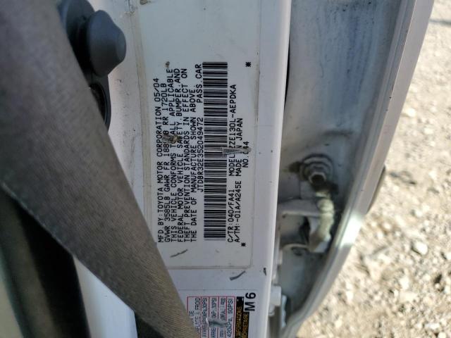 JTDBR32E352049472 - 2005 TOYOTA COROLLA CE WHITE photo 12