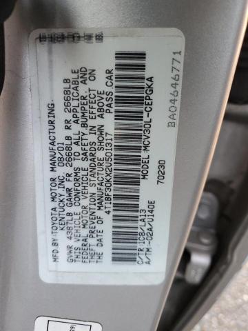 4T1BF30KX2U501317 - 2002 TOYOTA CAMRY LE SILVER photo 12