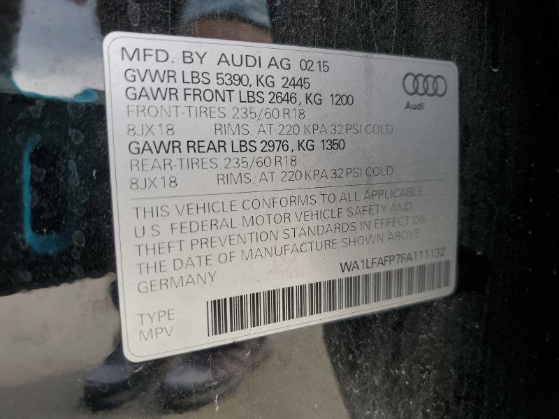 WA1LFAFP7FA111132 - 2015 AUDI Q5 PREMIUM PLUS BLACK photo 13