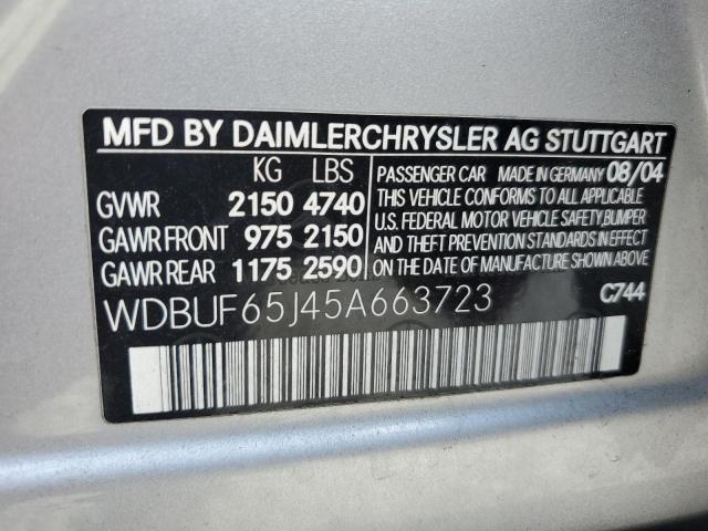 WDBUF65J45A663723 - 2005 MERCEDES-BENZ E 320 Gümüş foto 12
