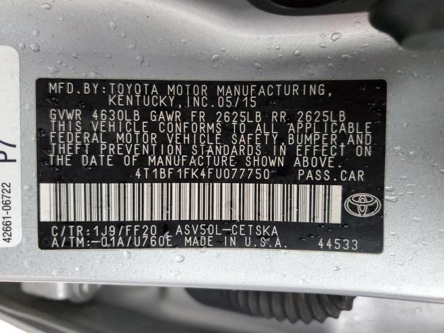 4T1BF1FK4FU077750 - 2015 TOYOTA CAMRY LE GRAY photo 12