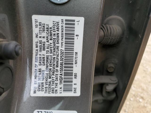 1HGFA15558L025327 - 2008 HONDA CIVIC LX GRAY photo 12