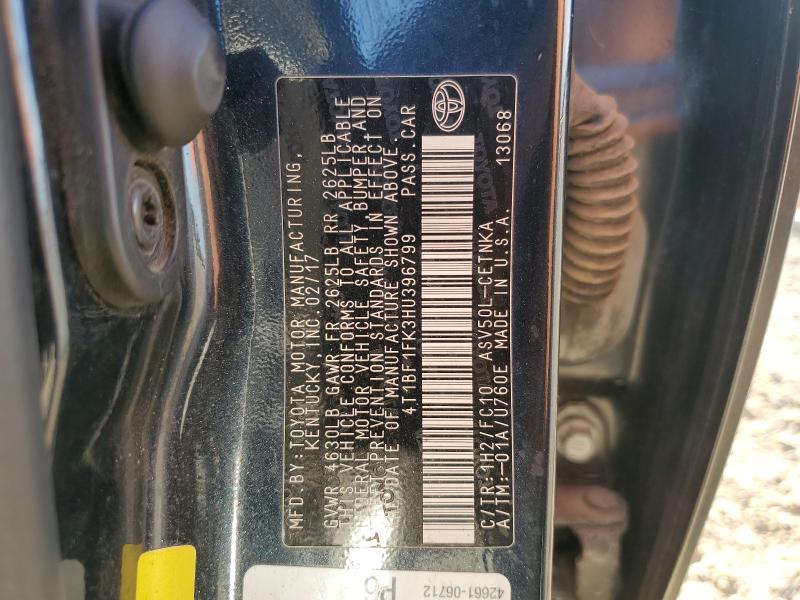 4T1BF1FK3HU396799 - 2017 TOYOTA CAMRY LE Qara foto 12