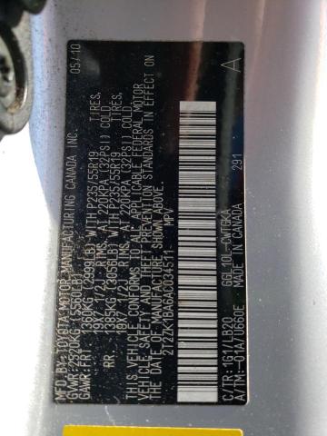 2T2ZK1BA6AC034511 - 2010 LEXUS RX 350 SILVER photo 13