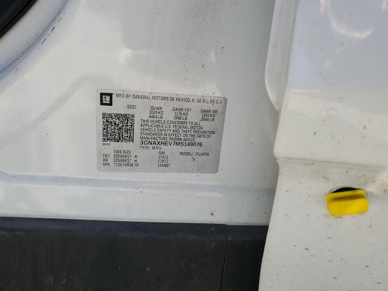 3GNAXHEV7MS149076 - 2021 CHEVROLET EQUINOX LS Ağ foto 13