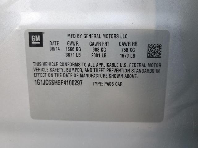 1G1JC6SH5F4100297 - 2015 CHEVROLET SONIC LT SILVER photo 13